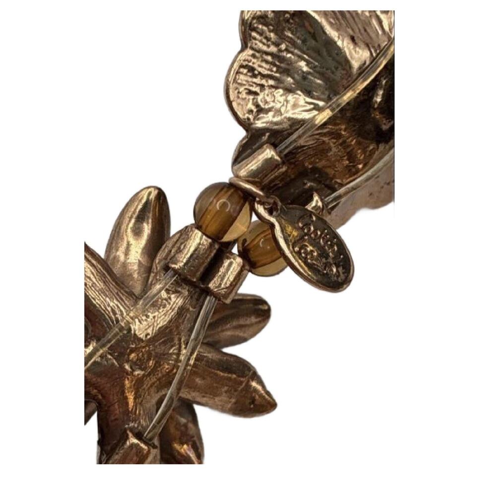 Vintage Cookie Lee Antique Gold Flower Bracelet - Picture 5 of 11